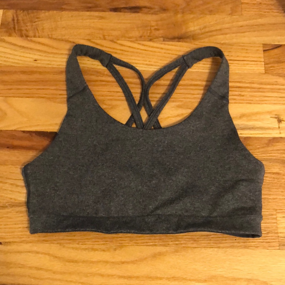 Gray Strappy Sports Bra